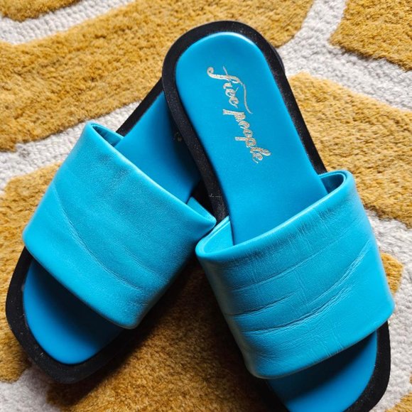 Free People Shoes - Free People Size 41 EU Aqua Blue Slide Sandals